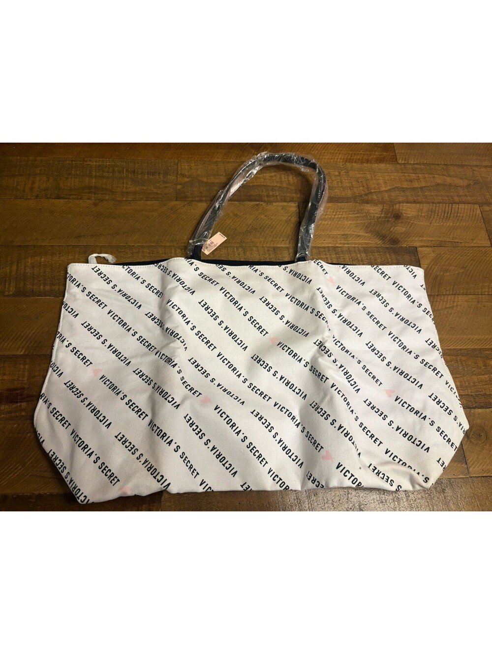 Victoria’s Secret Large Tote Bag White Black Logo Print Shoulder Bag NWT